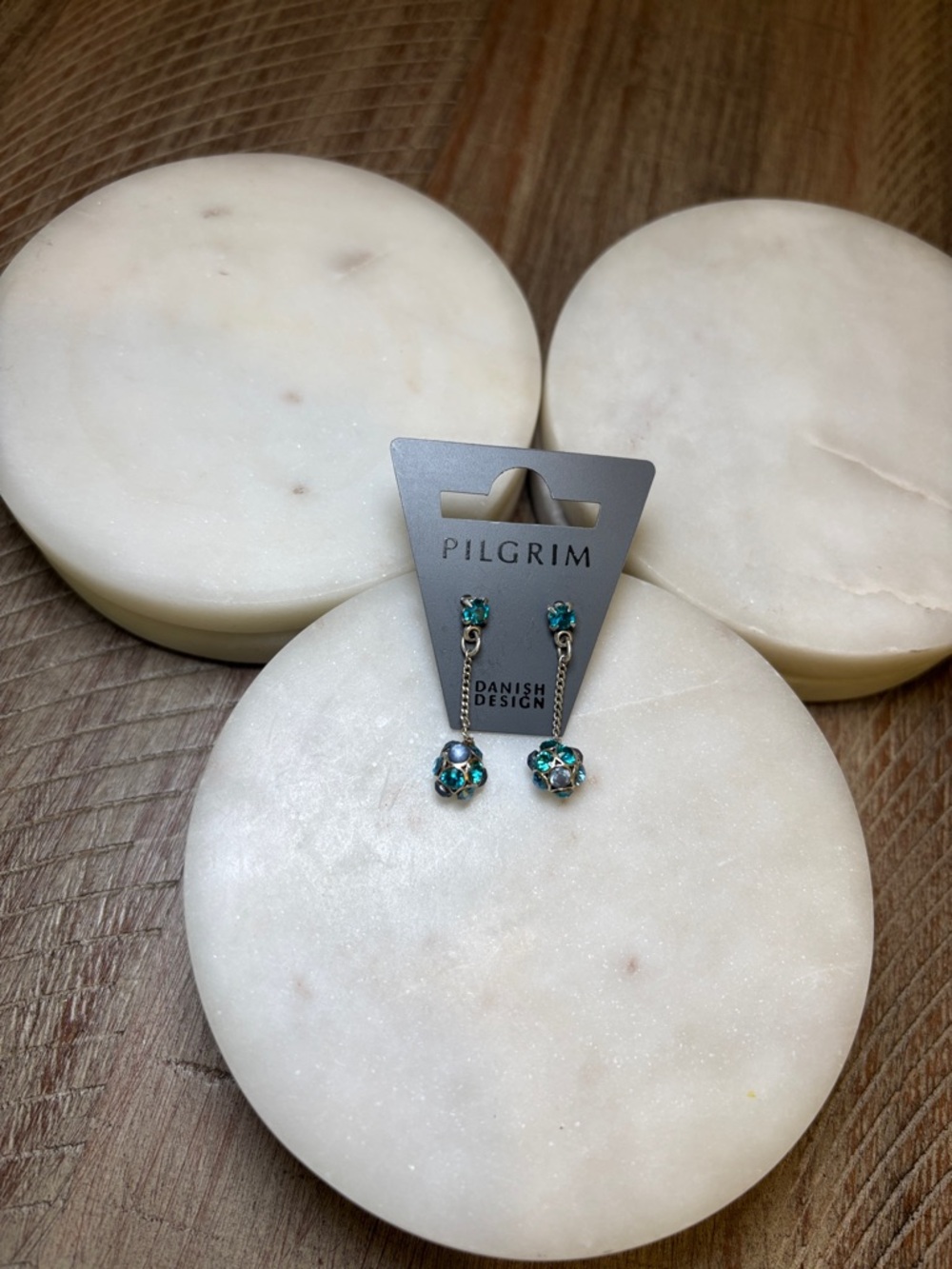 241 Pilgrim Teal Crystal Chain Drop Earrings - Picture 6 of 8